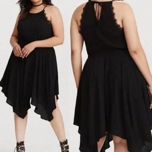 Plus Size 4X NWT Torrid Black Hanky Hem Dress NEW